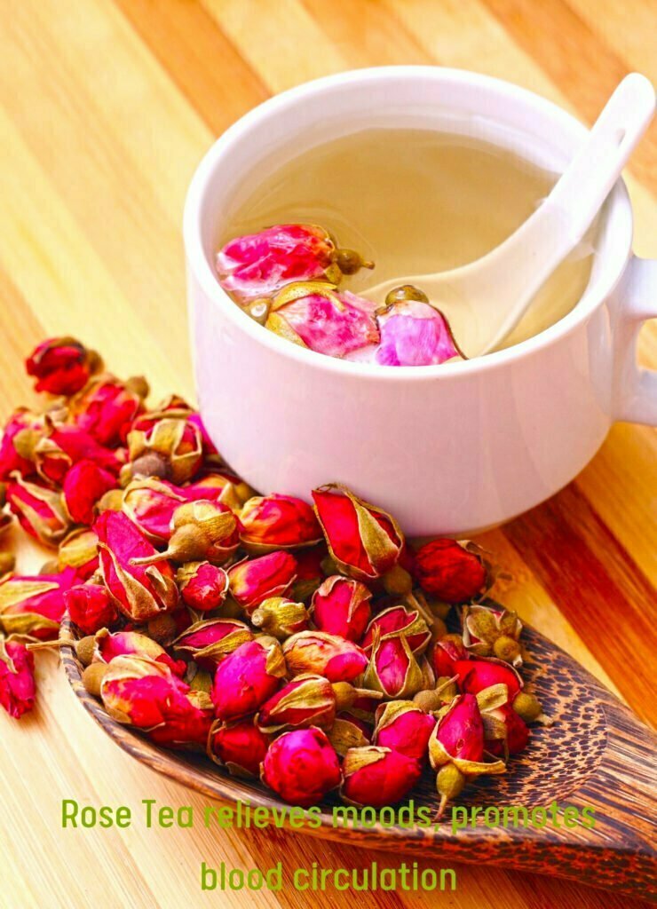 Rose tea and rose buds
