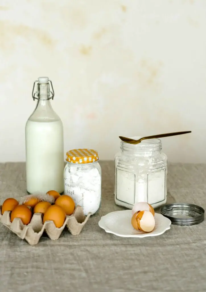 Eggs and milk bottles