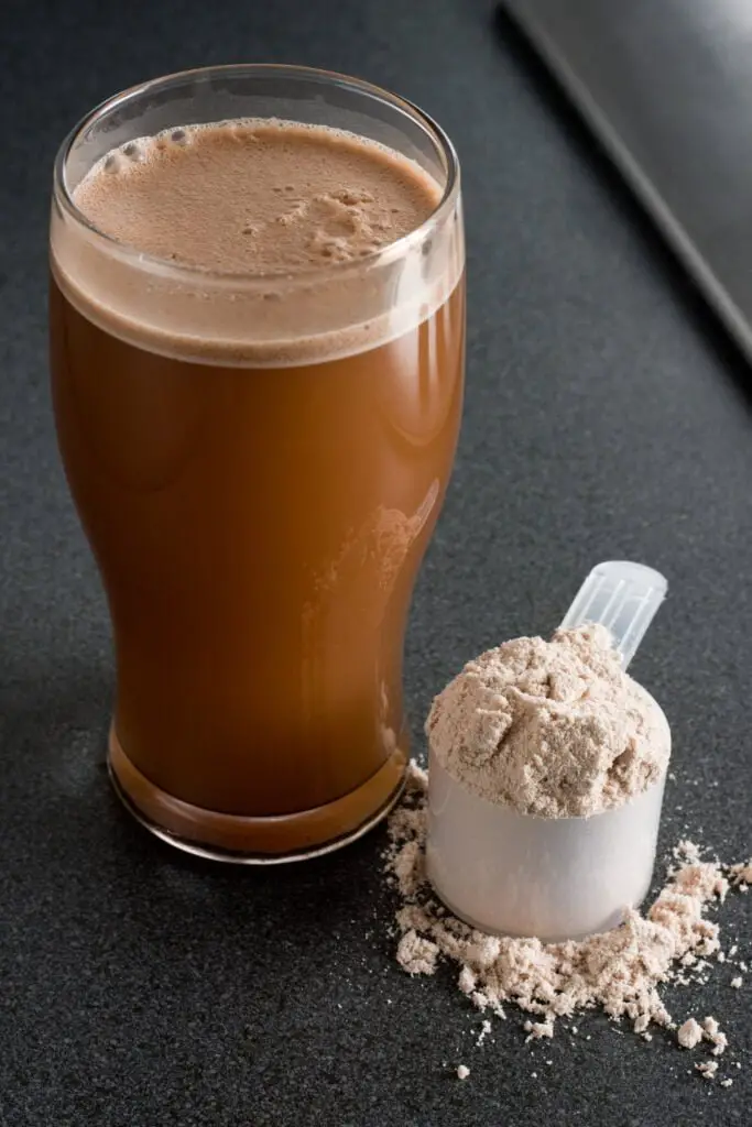 Protein powder and glass