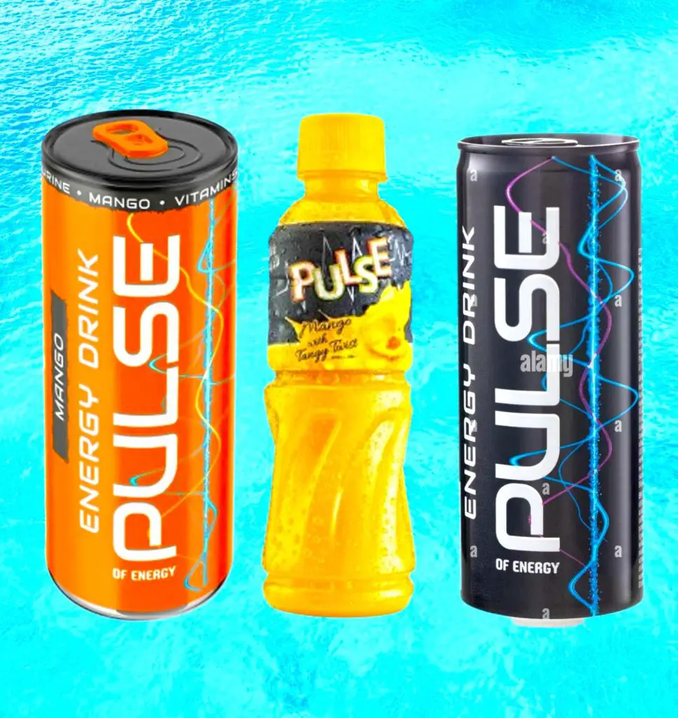 Three pulse energy drinks bottles
