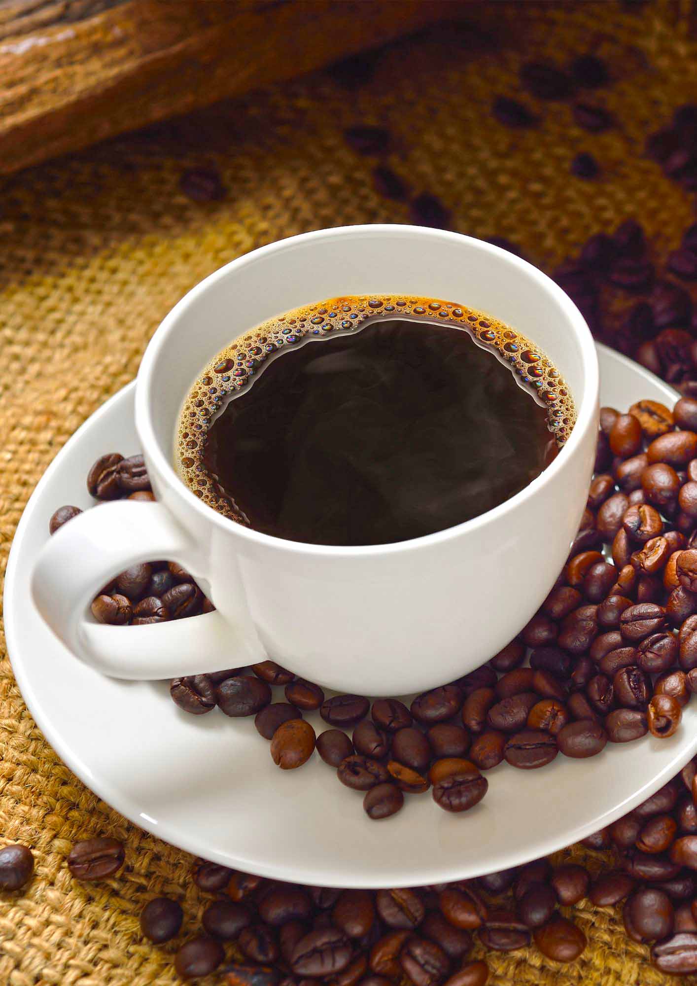 Coffee cup and coffee beans