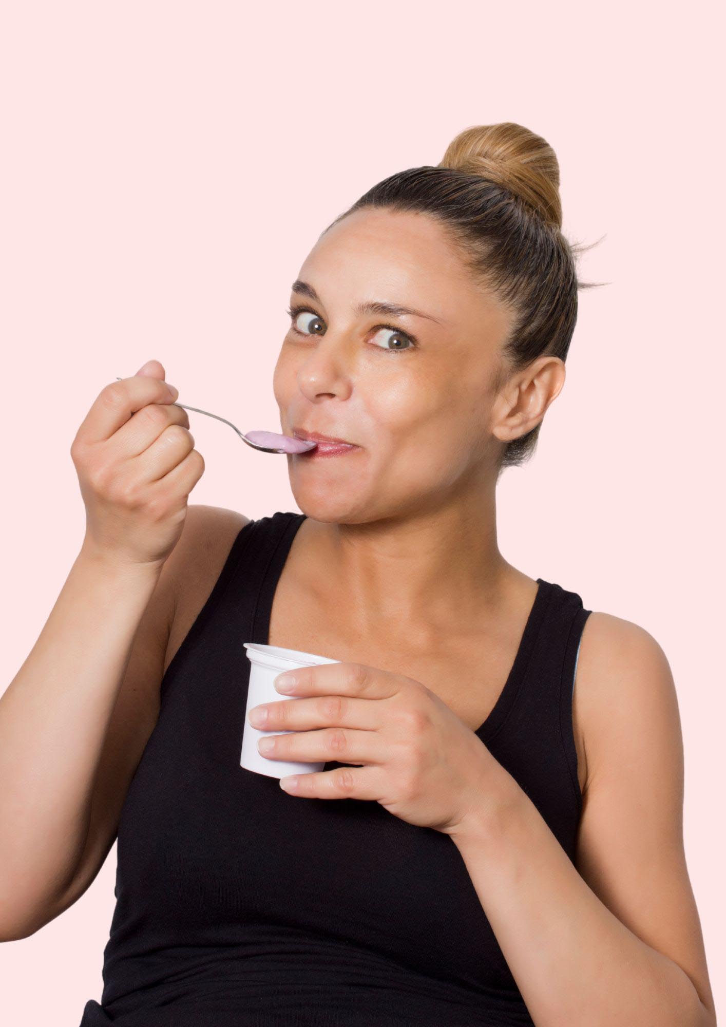 Women eating yogurt