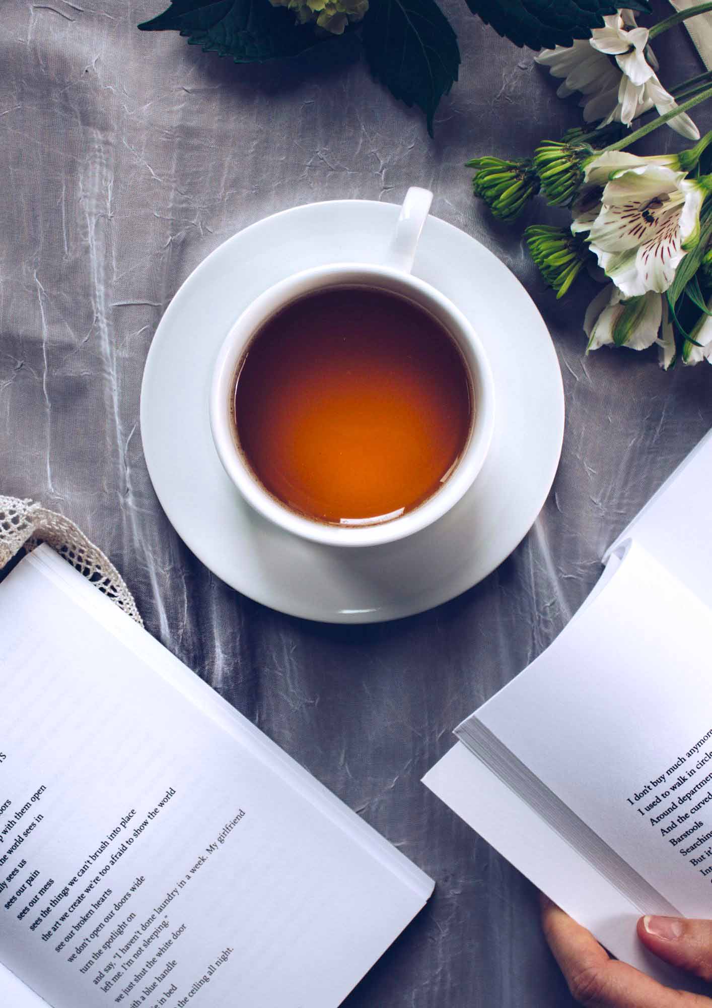 Tea cup and book