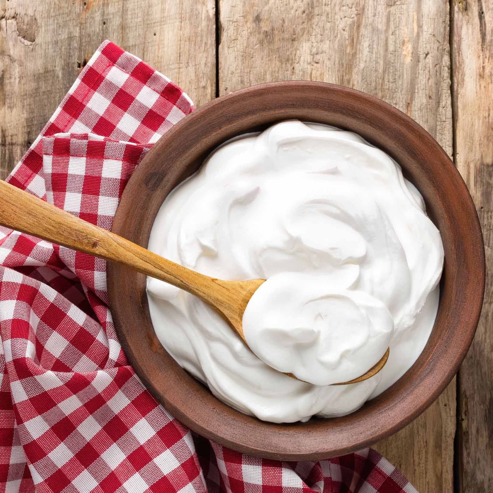 Yogurt pot on a table