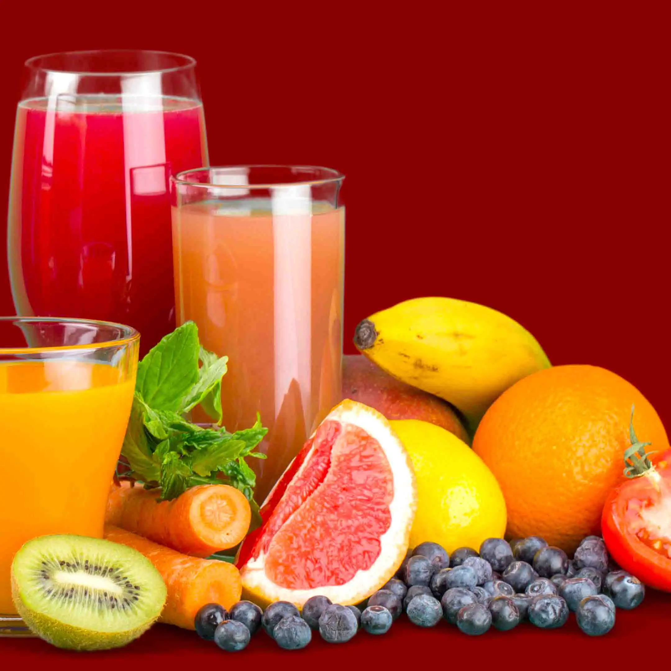 Fruits and juice glases