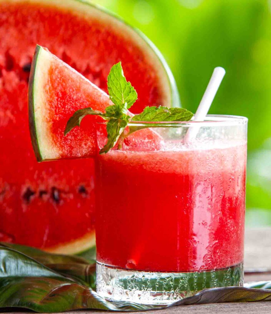 Watermelon juice glass and watermelon